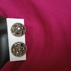 Vintage stamped Albert Weiss earrings, black gunmetal clip